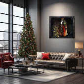 Zeitloser Wald Schwarzer Weihnachtsmann in Velvet  Poster