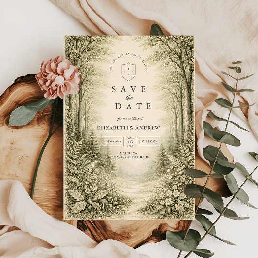 Zeitloser Waldhochzeit im Forst Save The Date