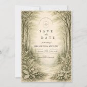 Zeitloser Waldhochzeit im Forst Save The Date (Vorderseite)