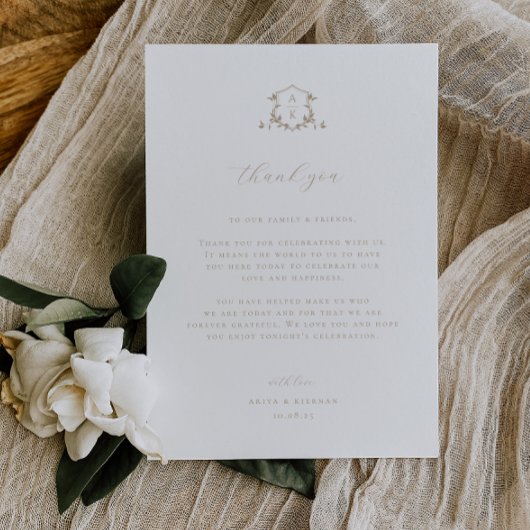 Zeitloser Wappen Empfang Danke Karte