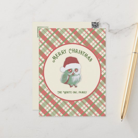 Zeitloser Weihnachtskariert Postkarte (Vorderseite/Rückseite Beispiel)