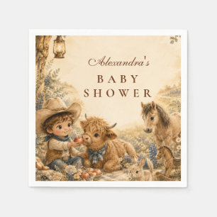 Zeitloser Western-Boho-Babyshower für Jungen Serviette