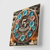 Zeitloses 5. Jubiläum Blumendesign Quadratische Wanduhr (Winkel)