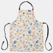 Zeitloses Aquarell-Pastell-Hase-Blumen-Ostereier Schürze (Vorderseite)
