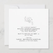 Zeitloses Bleistift Blumenweißes Quadrat Brautpart Einladung (Rückseite)