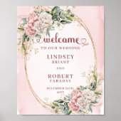 Zeitloses Blush-Pink-Blumen-Eukalyptus-Hochzeitswi Poster (Vorne)