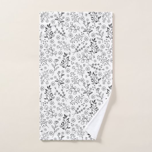 Zeitloses Blut: HandGezeichnet Blumeneleganz Badhandtuch Set (Handtuch)