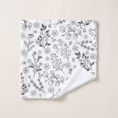 Zeitloses Blut: HandGezeichnet Blumeneleganz Badhandtuch Set (Waschlappen)