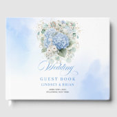Zeitloses Boho-Blau-Blumen-Eukalyptus-Gästebuch Gästebuch (Vorderseite)