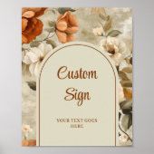 Zeitloses Boho-Kupfer-Beige-Oliv-Blumenmuster nach Poster (Vorne)