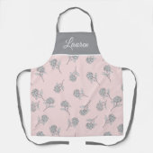 Zeitloses Botanisches Blühen Sanft Rosa Monogramm Schürze (Vorderseite)