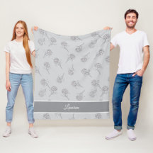 Zeitloses Botanisches Blühen Sanftes Grau Monogram