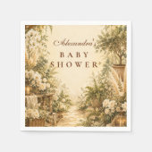 Zeitloses Botanisches Boho-Baby-Shower Serviette (Vorderseite)