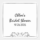 Zeitloses Chic Handgeschriebenes Swan-Brautparty Quadratischer Aufkleber (Vorderseite)