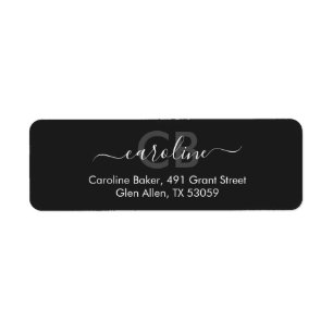 Zeitloses dunkles Carbon-Schwarz-Monogramm-Adresse
