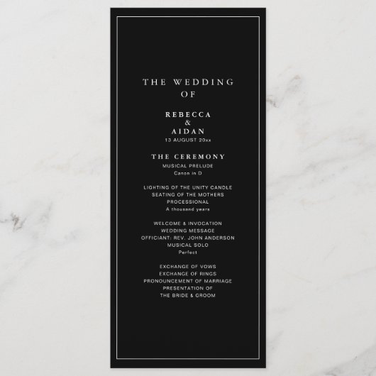 Zeitloses Dunkles Schwarzes Modernes Minimalistisc Programm (Vorderseite)