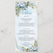 Zeitloses Dusty Blue Gold Glitzer Frame Wedding Menükarte (Vorderseite)