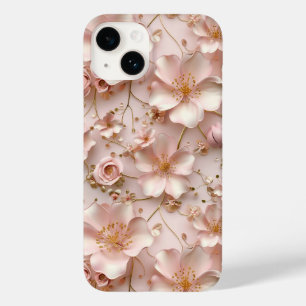 Zeitloses elegantes, weichrosa, florales Muster Case-Mate iPhone 14 Hülle
