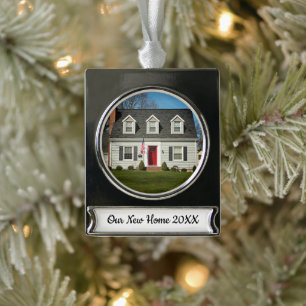 Zeitloses Erinnerungsstück 'Unser neues Zuhause' Banner-Ornament Silber