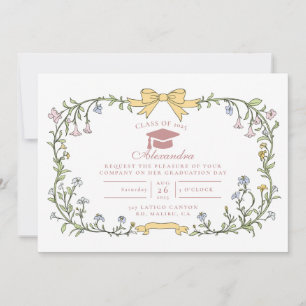 Zeitloses Florales Botanisches Abschlussdesign Einladung