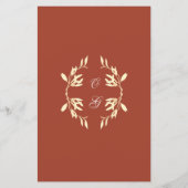 Zeitloses, florales Menü mit rustikalem Hochzeitbu (Rückseite)