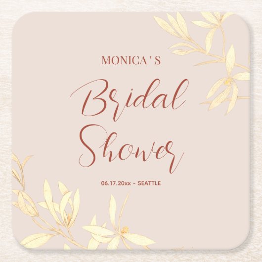 Zeitloses florales rustikales Brautparty Rechteckiger Pappuntersetzer (Vorderseite)