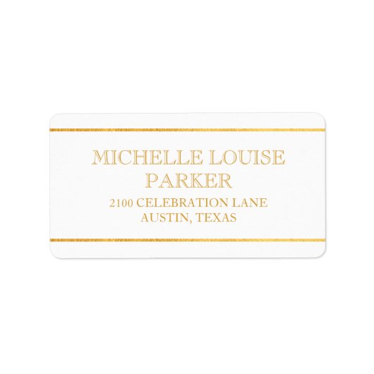 Zeitloses Gold White Personalisiert Adressaufkleber (Vorne)