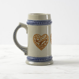 Zeitloses Goldenes Herz Symbol der Liebe Bierglas