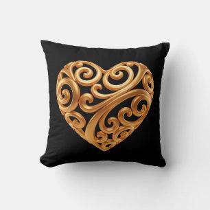 Zeitloses goldenes Herzsymbol der Liebe Kissen