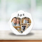 Zeitloses Herz Octagon Form Monogrammierte Collage Fotoblock