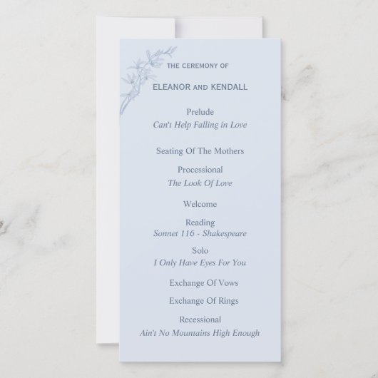 Zeitloses Hochzeitsprogramm für Blume (Vorderseite)