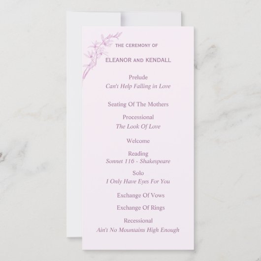 Zeitloses Hochzeitsprogramm für Blume (Vorderseite)