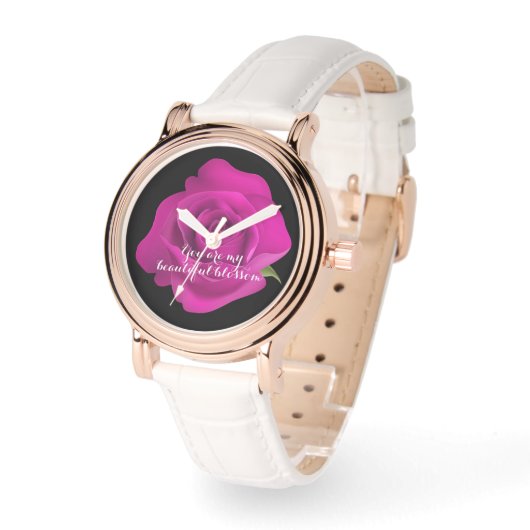 Zeitloses Jubiläumsgeschenk für sie - samtene Rose Armbanduhr (Winkel)