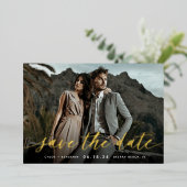 Zeitloses kalligrafisches Foto Save the Date Folieneinladung (Stehend vorne)