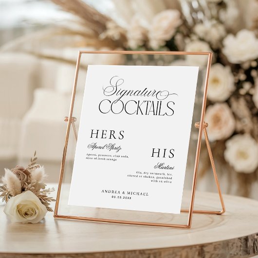 Zeitloses Luxus-Script Elegantes Signature-Drinks- Poster