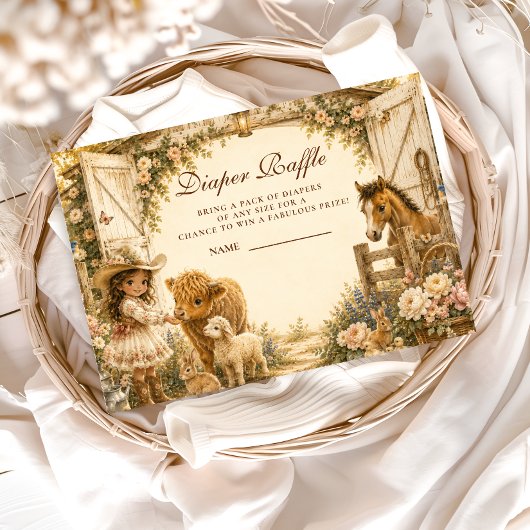 Zeitloses Mädchen Western Boho Windel-Raffle Begleitkarte