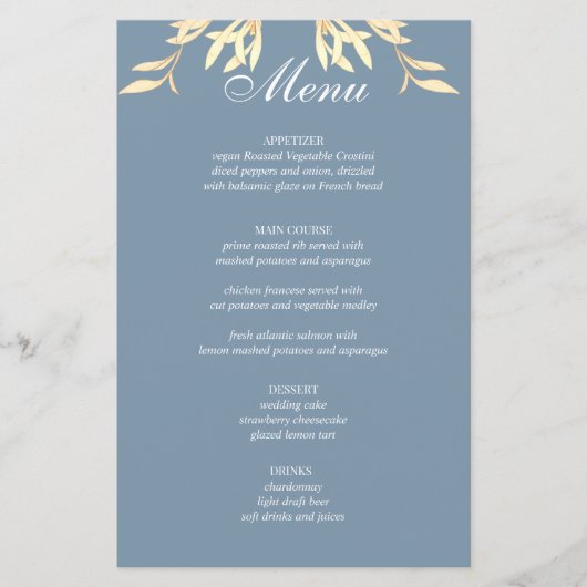 Zeitloses Menü mit Blumensymbolen (Vorderseite)