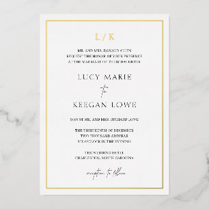 Zeitloses Monogramm Elegante Hochzeit Folieneinladung