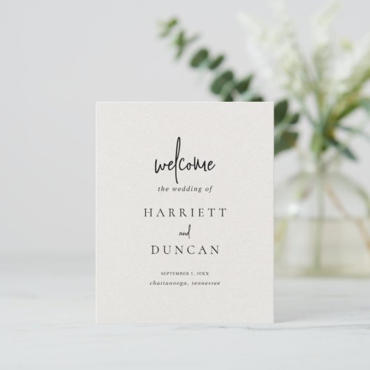 Zeitloses, neutrales Beige-Hochzeitsprogramm (Stehend Vorderseite)