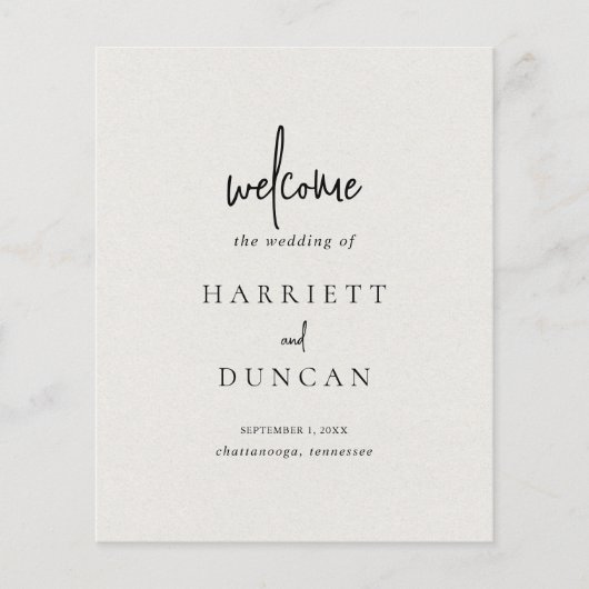 Zeitloses, neutrales Beige-Hochzeitsprogramm (Vorderseite)