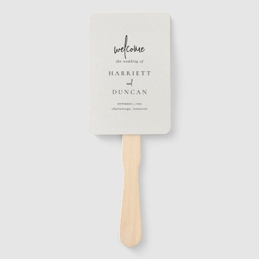 Zeitloses, neutrales Beige-Hochzeitsprogramm Fächer (Vorderseite)