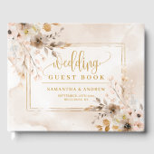 Zeitloses neutrales Gold Floral Wedding Guest Book Gästebuch (Vorderseite)