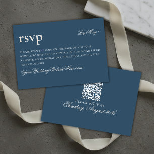 Zeitloses Old Money Navy Hochzeits-QR RSVP Karte