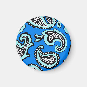 Zeitloses Paisley auf blauem Hintergrund Magnet