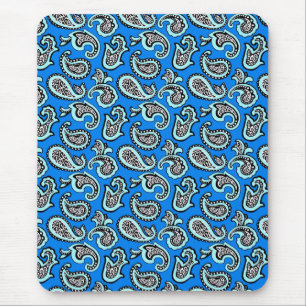 Zeitloses Paisley auf blauem Hintergrund Mousepad
