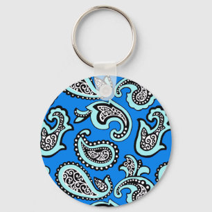 Zeitloses Paisley auf blauem Hintergrund Schlüsselanhänger