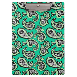 Zeitloses Paisley auf grünem Hintergrund Klemmbrett