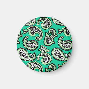 Zeitloses Paisley auf grünem Hintergrund Magnet