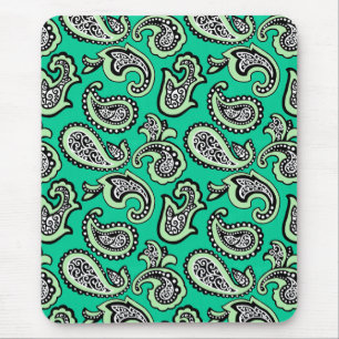 Zeitloses Paisley auf grünem Hintergrund Mousepad