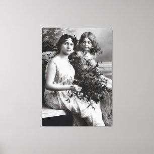 Zeitloses Portrait von Mutter und Tochter Leinwanddruck
